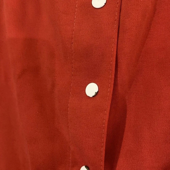 Red White Button Retro Button Front Mini Skirt Waist 26” Elastic Waist - Picture 3 of 8